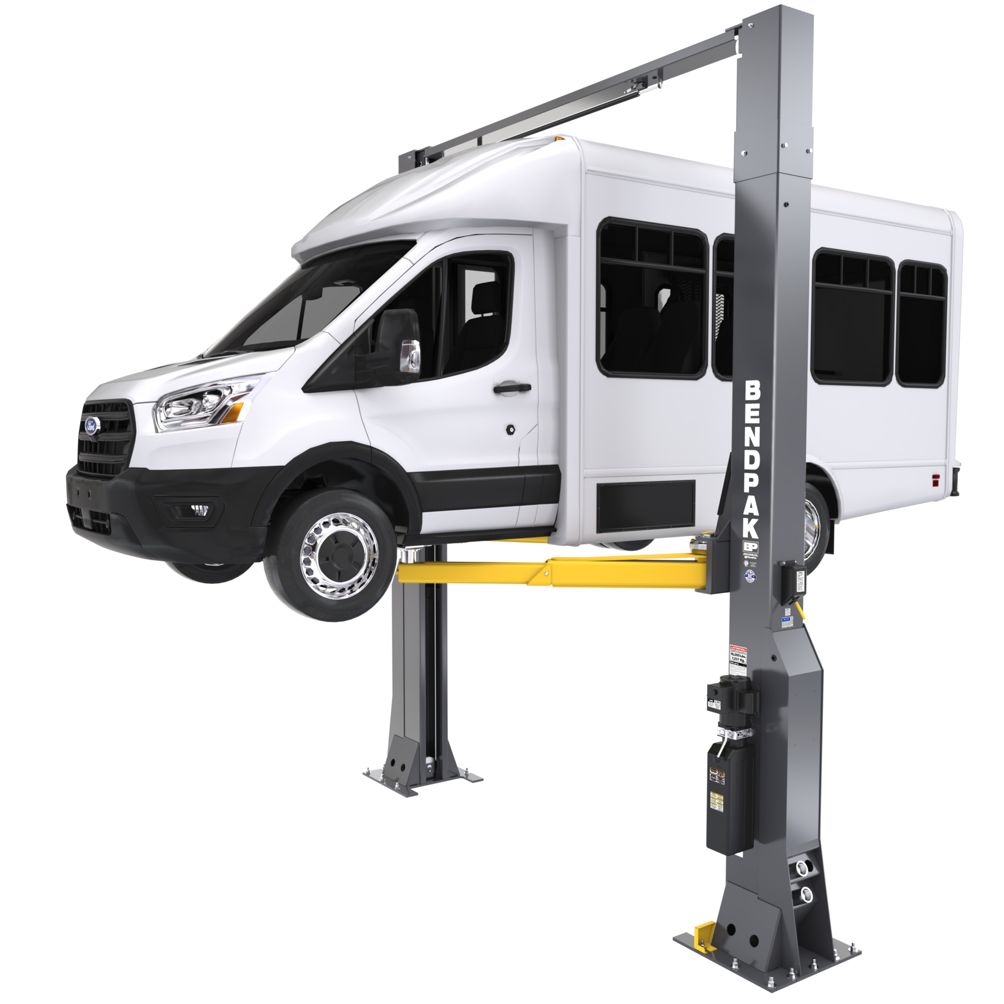 BendPak, 16000lb Capacity Clearfloor High-Rise192in. Height, Capacity 16000 lb, Max. Rise 6.8 ft, Horsepower 2 HP, Model# 16AP-192